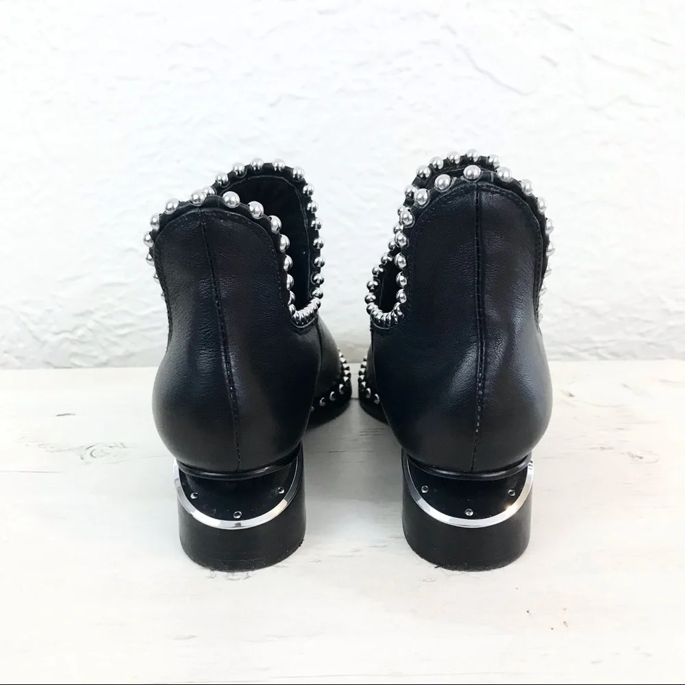 Alexander Wang Leather Kori Cutout Studded Boots Booties 35 5 Black - Picture 10 of 11
